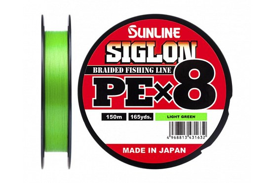 Леска плетеная Siglon PE X8, light green, 150м, 0,296