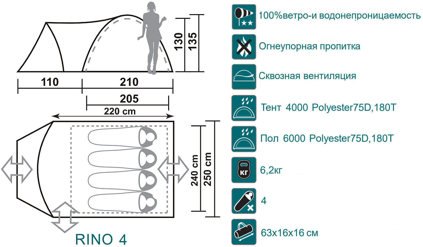 Палатка Rino 4